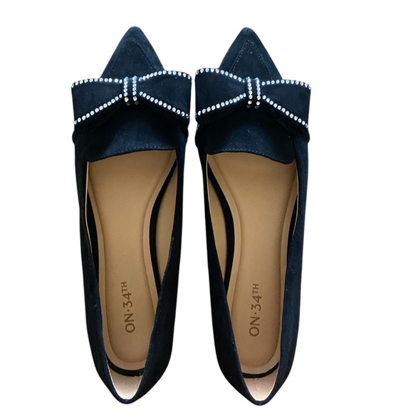 On 34th Black Kaete crystal Bow Flats - Picture 7 of 9